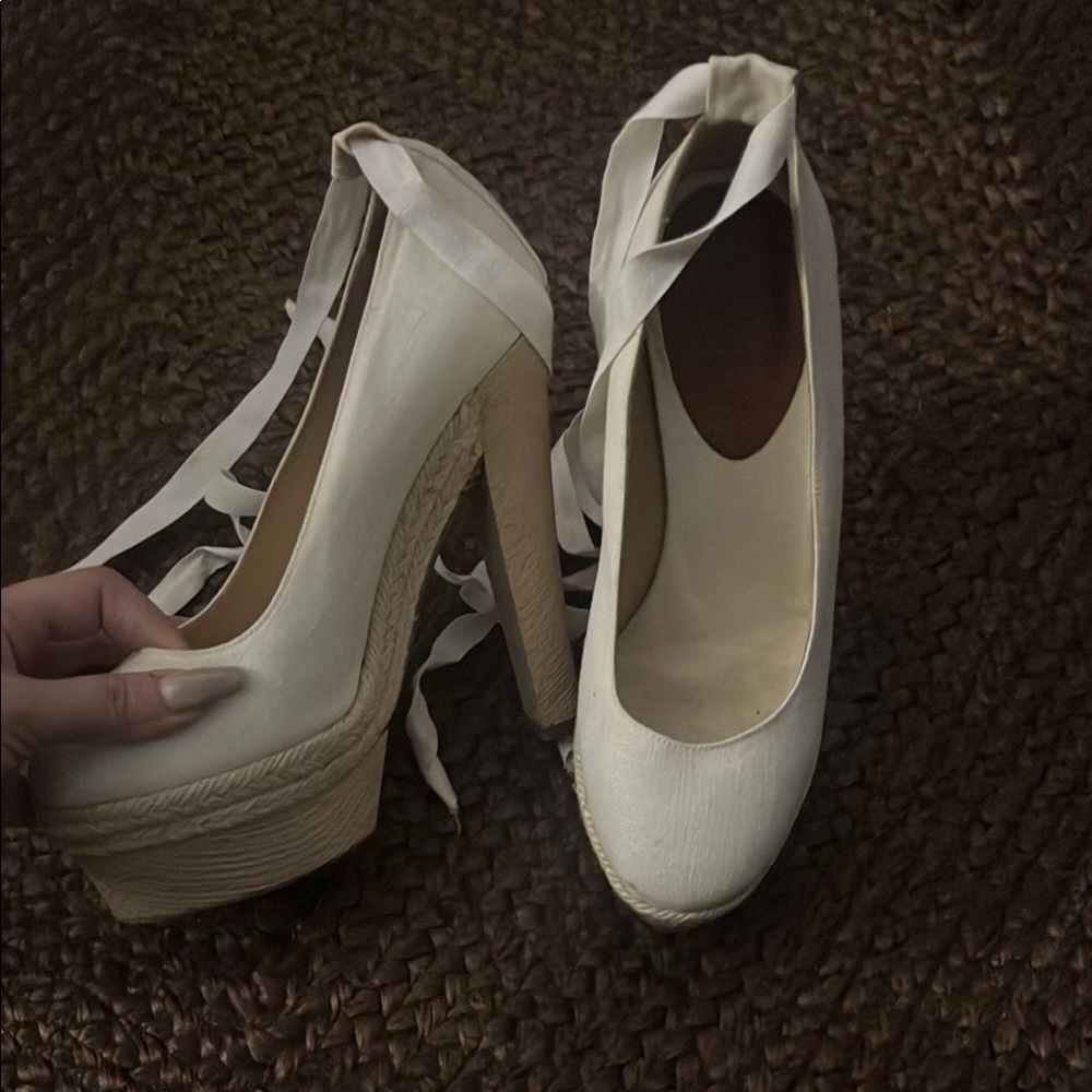 Christian Louboutin lace up espadrille heels